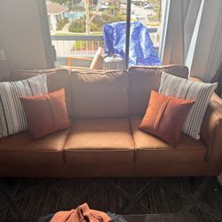 Suede Brown Leather Couch 