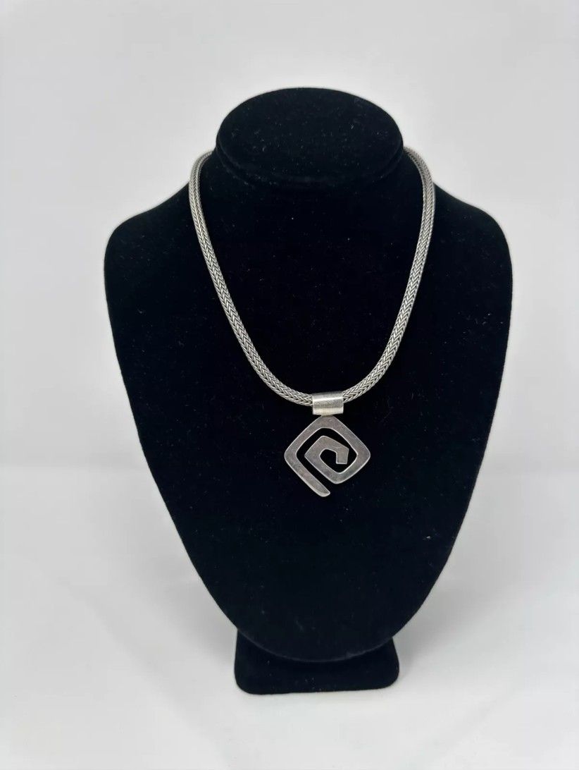 Silpada Wheat Sterling Silver Chain Necklace with Modernist Removable Pendant17"