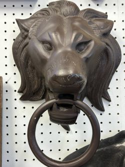 Antique WILLIAM D SCOTT Large  Lion Head Door Knocker In Brass 15”