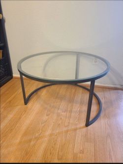 Round Bronze Lightweight Metal And Glass Coffee Table
