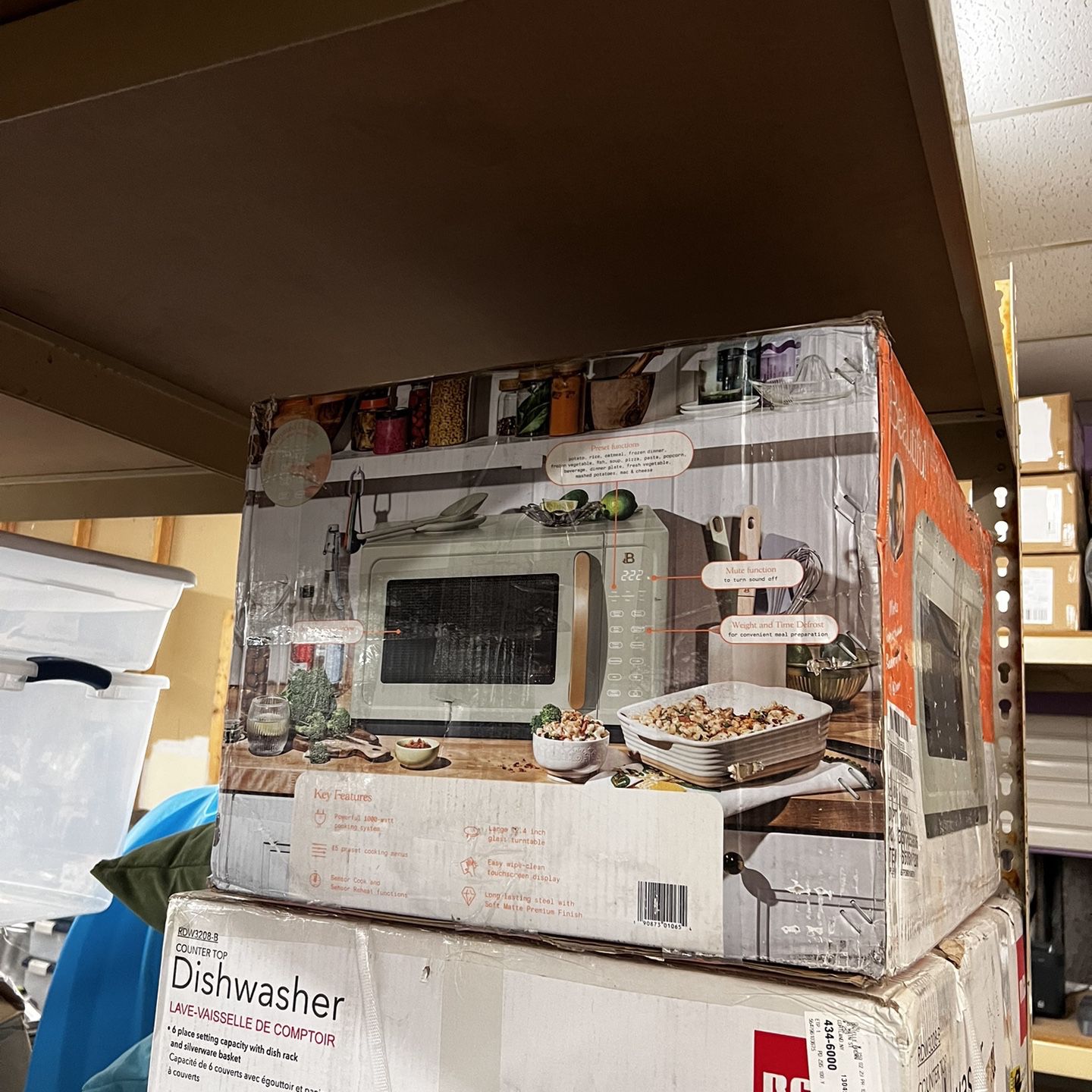 Beautiful 1.1 Cu ft 1000 Watt, Sensor Microwave Oven, Sage Green by Drew  Barrymore