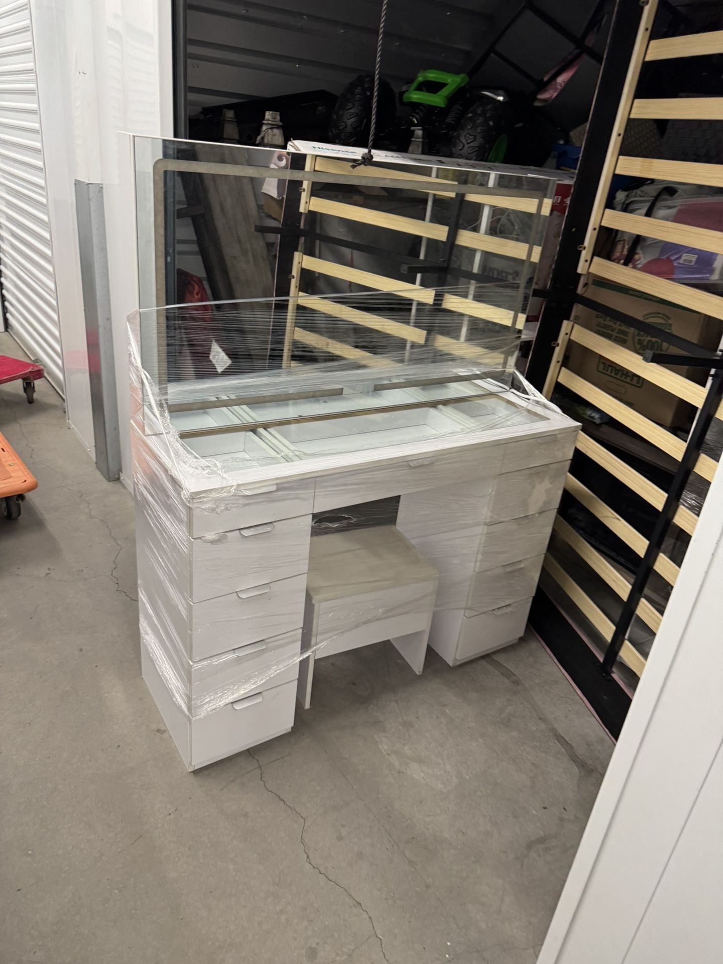 Vanity Set Makeup Table with Large LED Lighted Mirror & 11 Drawers 