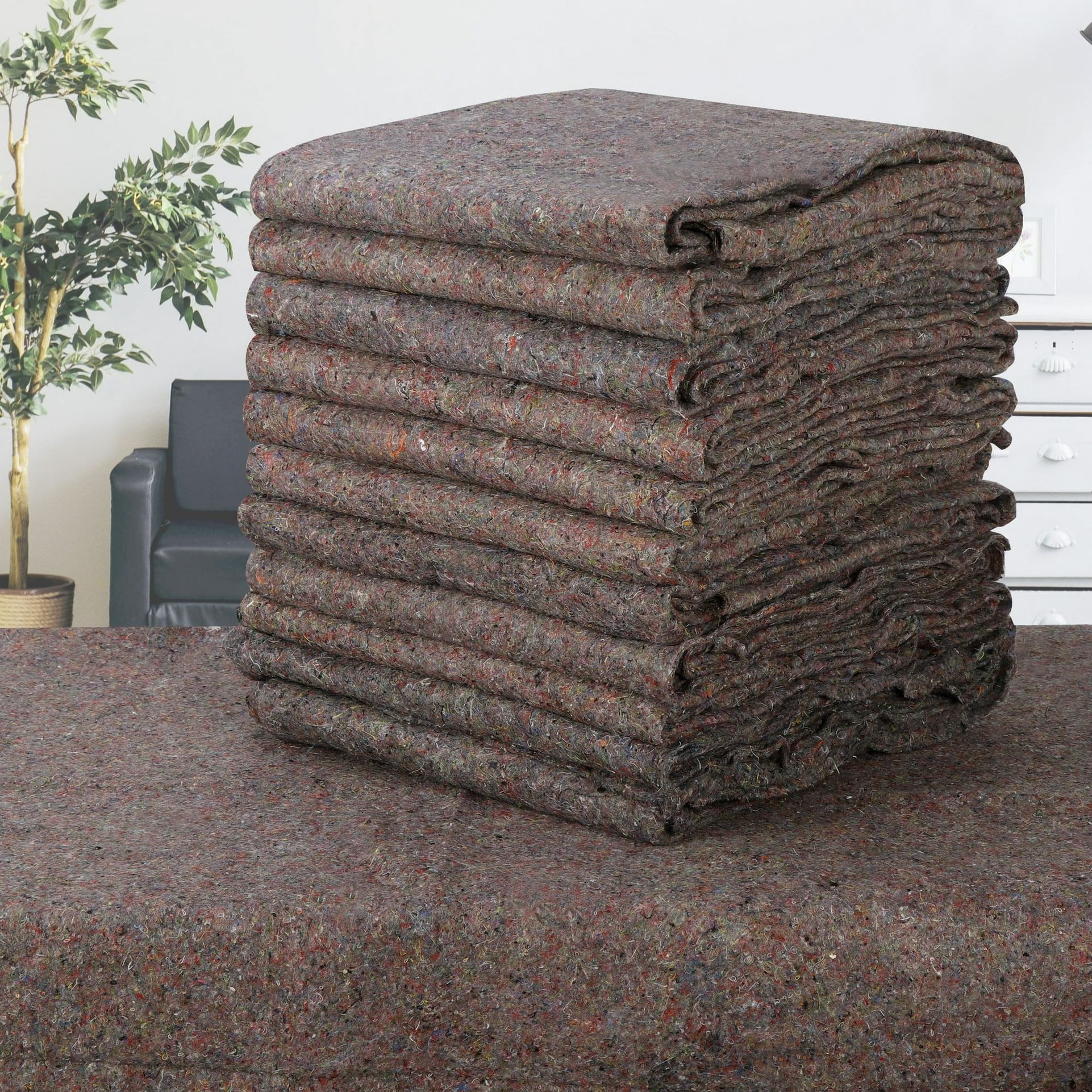 New ZENY Regenerative Cotton Moving Blanket, 72" x 54", Brown, 12 Count