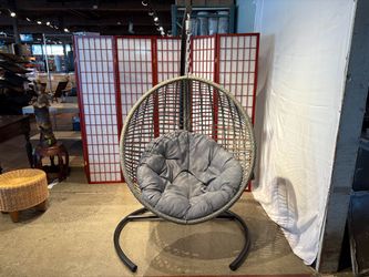 Gray Wicker Hanging Egg Chair