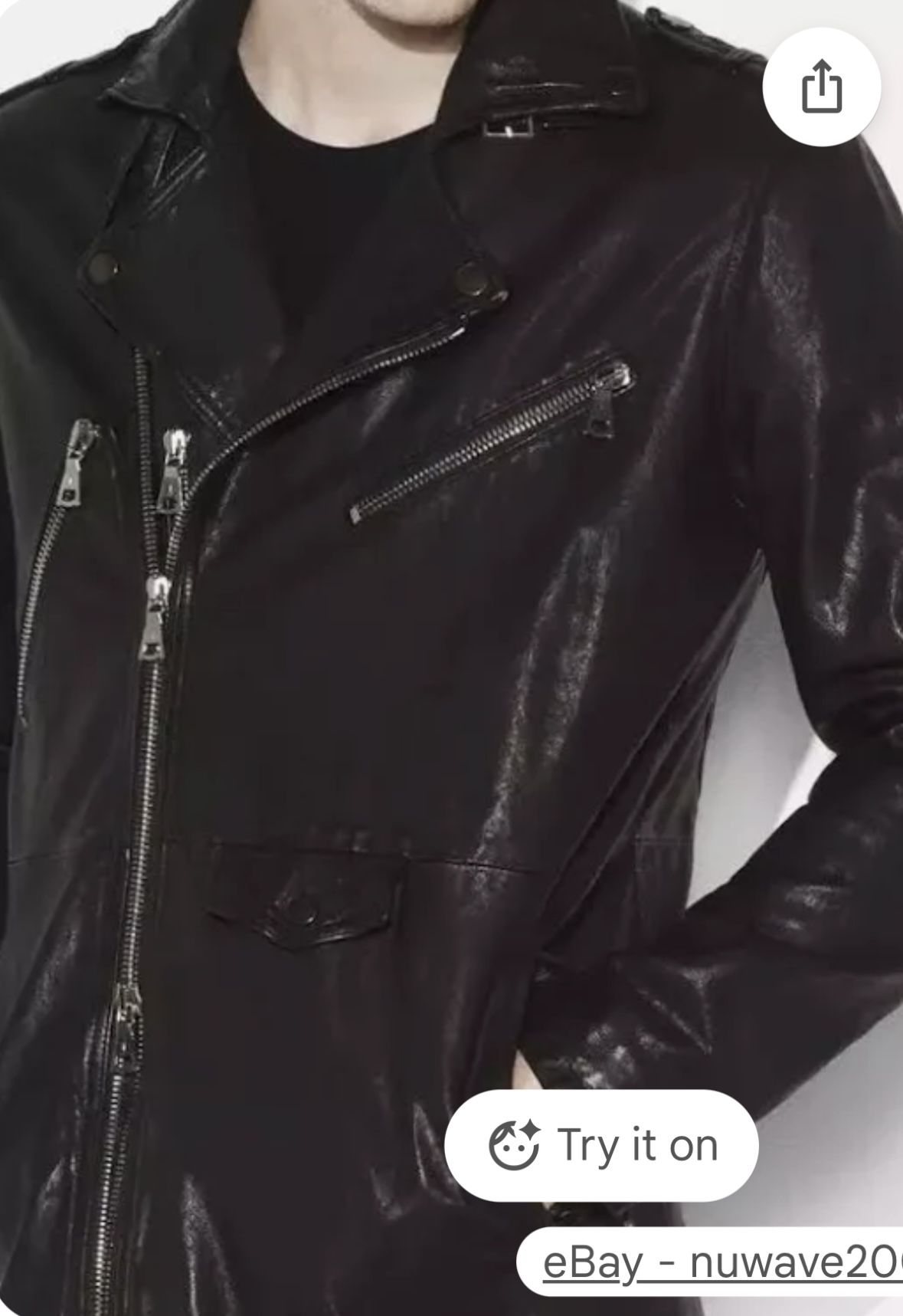 John Varvatos Long Leather Biker Jacket – Size 48 Slim – Like New