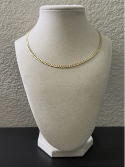 16 inch 3.5mm - Gold Over 925 Sterling Silver Pave Cuban Chain