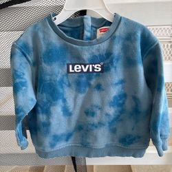 Toddler Boy Levi’s Sweatshirt Size 2T Pullover Logo Tie-Dye Blue Long Sleeve Top Sweater   Comes from pet free smoke free home  Washed w detergent & s