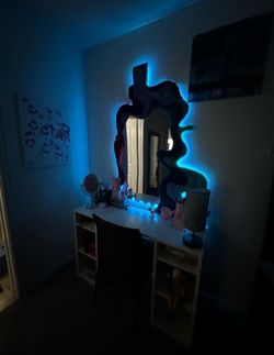 Custom Tufted LED Mirror | Handmade Wall Art | Smart RGB Backlit Mirror