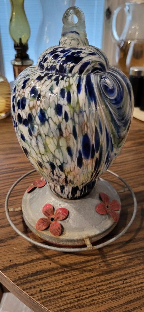 Blown Glass Hummingbird Feeder