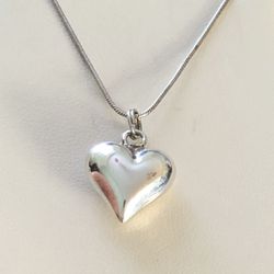Sterling silver heart necklace pendant,925 Italy, 16” long