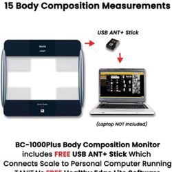 TANITA BC-1000 Plus FDA Cleared Black ANT+ Radio Wireless Body Composition Monitor