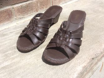 Women's GH Bass Laverne Brown Leather Slide Sandals, sz. 6m