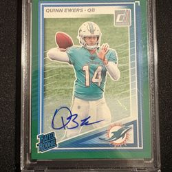 2025 Donruss Football Quinn Ewers Press Proof Green Auto 