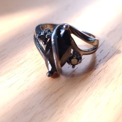 Black Saphire Cut Sterling Silver Ring