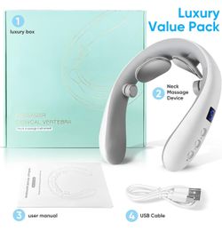Intelligent Neck Massager for Pain Relief, Electric Pulse Neck Massager with Heat,Portable Deep Tissue Neck Massager for Women Men Gifts