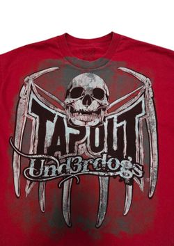 Vtg Y2K Red Tapout Underdogs graphic Shirt Skull With Wings