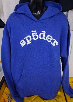 Blue Rhinestone Spider Hoodie