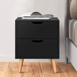Bedside Table Two Drawers Black $20