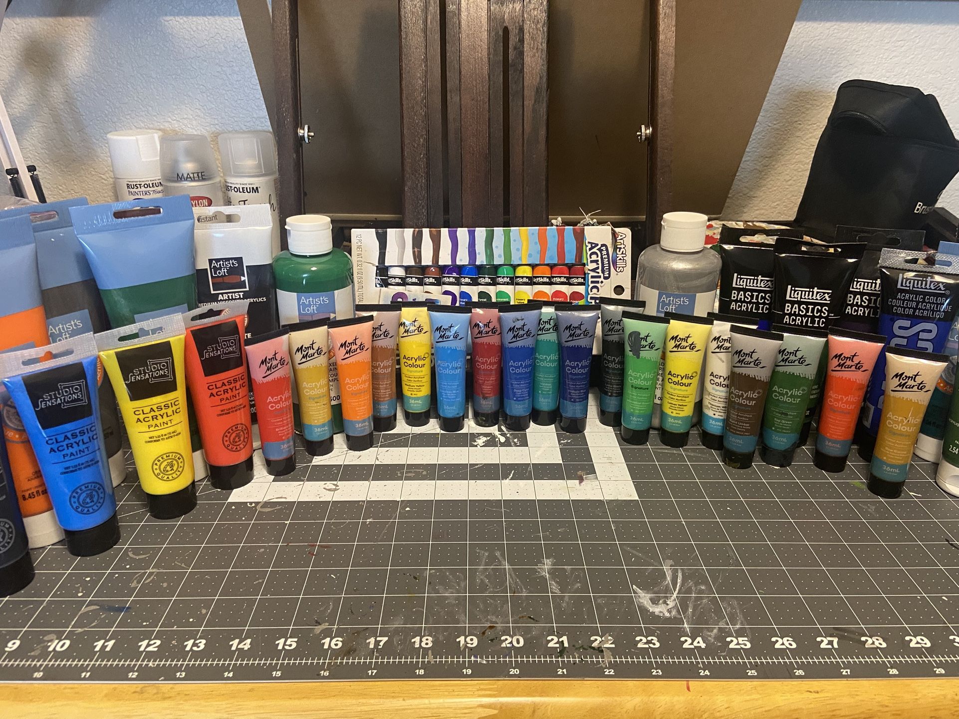 Assorted Acrylic Paint Art Supplies