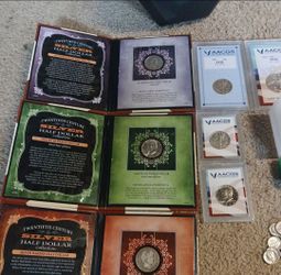 9 silver halves , barber , walking libertys and Kennedys