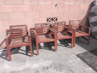 4 Wooden Teak Chairs