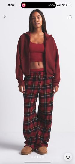 Skims Merlot cotton zip up hoodie