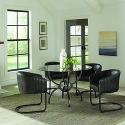 Brand New 5 PC Gunmetal/Glass Dining Set