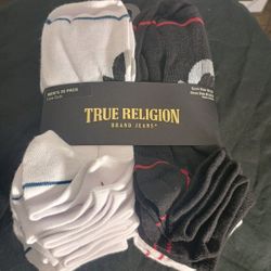 20 PACK True Religion MEN'S  HALF CUSHION LOW CUT SOCKS BLACK / WHITE NEW