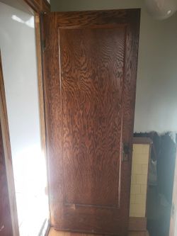 Vintage Solid Wood 1-Panel Interior Door, 28 x 80, Oak Finish w/ Mortise Lock