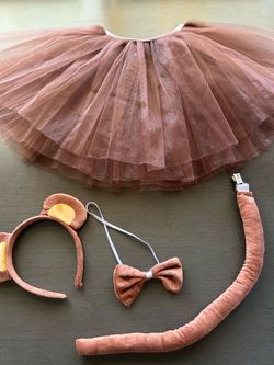 Monkey costume set with tutu, ears, bow tie, and tail – Size S (Teen)