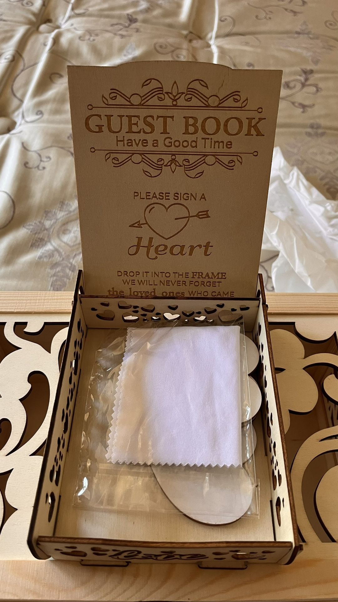 Hearts Rustic Wedding Box & Guest Book