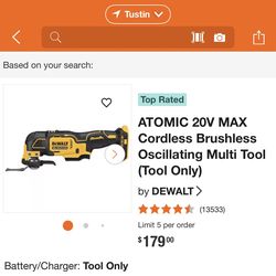 DEWALT ATOMIC 20V MAX Cordless Brushless Oscillating Multi Tool (Tool Only) DCS354B Plus Free Blade