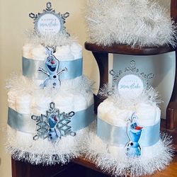 WINTER SNOWMAN frozen Olaf baby shower diaper cake