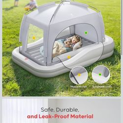 QPAU inflatable Toddler/kids Travel Bed With Tent 