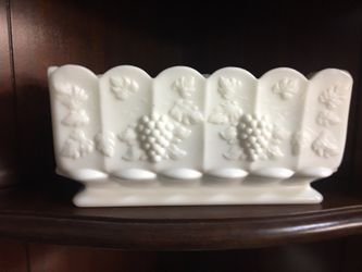 Beautiful rectangular milk glass dish