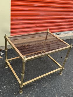 Glass Top Gold Coffee Table 