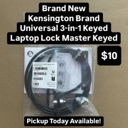 Brand New Kensington Brand Universal 3-In-1 Keyed Laptop Lock Master Keyed (PickUp Today Available)