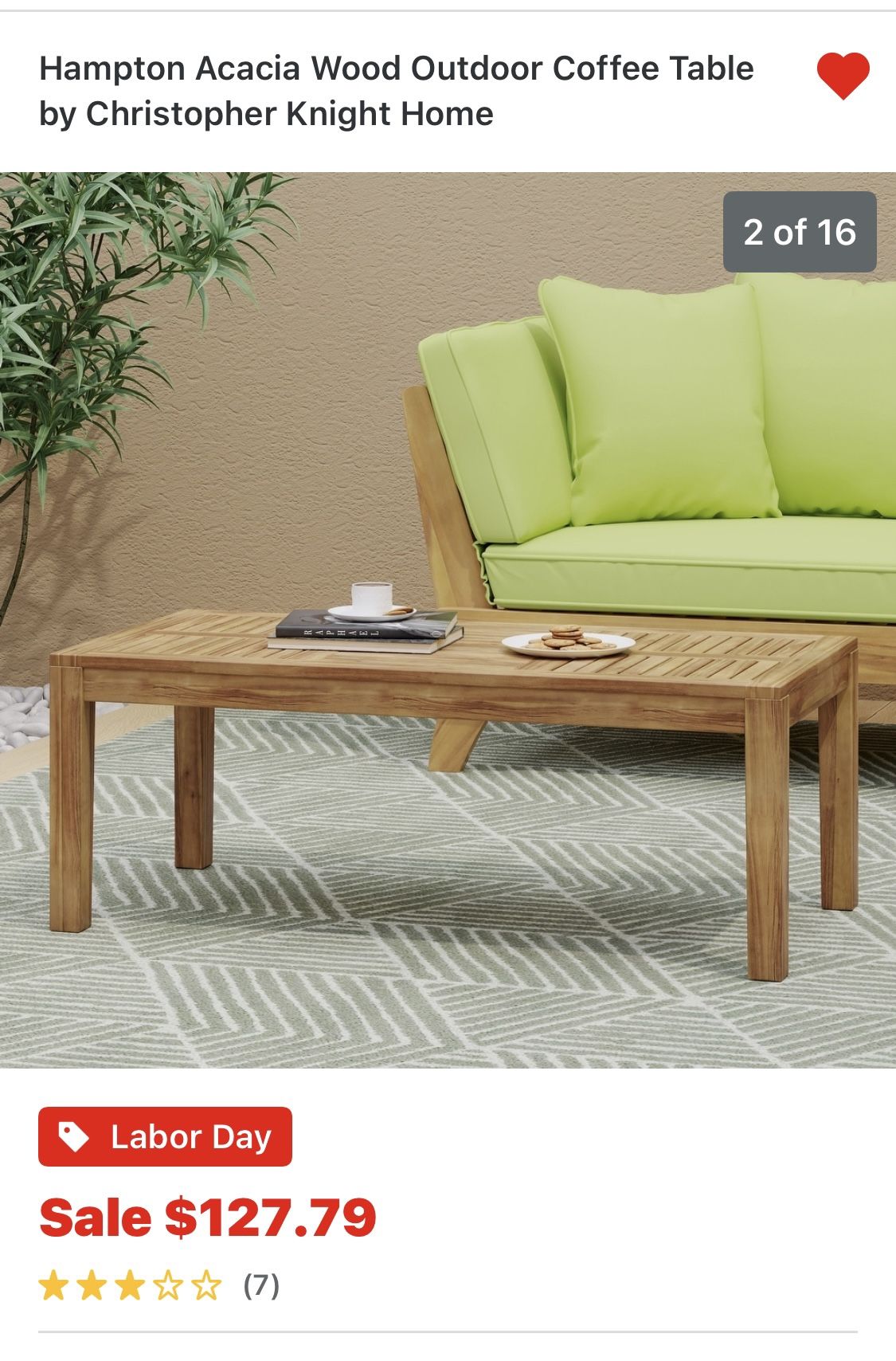 Wood Indoor Or Outdoor Coffee Table - NEW In Box