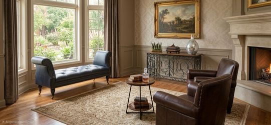 Beautiful Antique Foyer Lounge Set With Entryway Table, 2 Armchairs W/Center Table & Ottoman 🌱