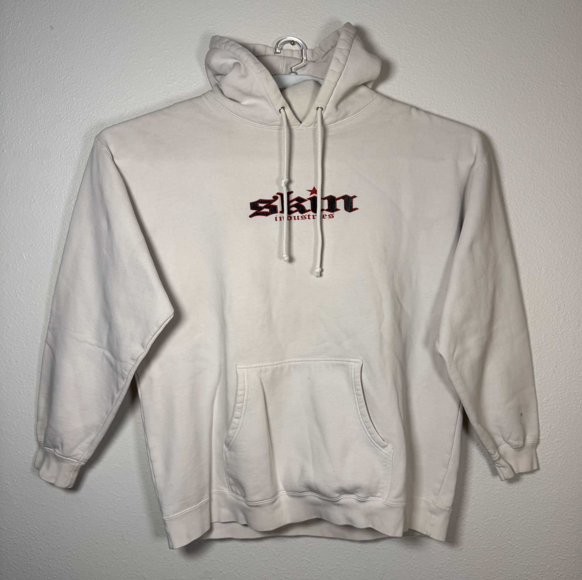 Vintage 90s Skin Industries Adult Graphic White Logo Y2K Hoodie Size XL