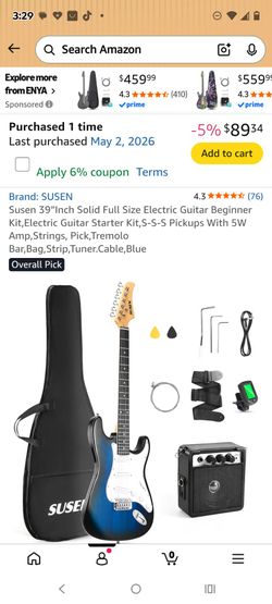 Amazon basic starter electric guitar and accessories