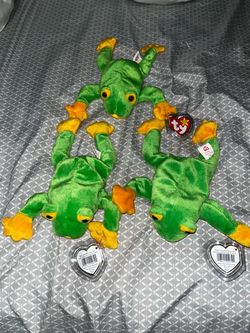 3x Beanie Babies Smoochy Frog