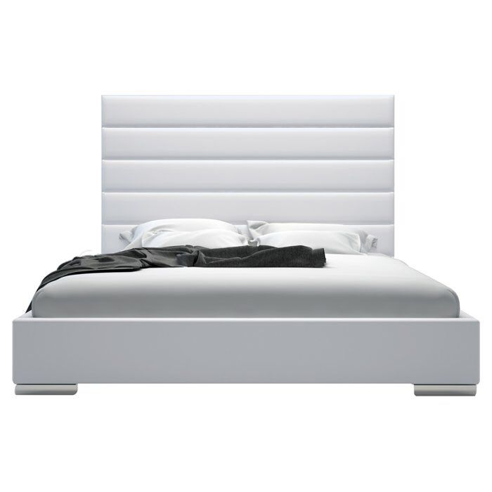 Modloft Prince white leather bed, Queen