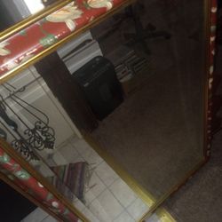 Vintage Beautiful Hand Painted VANGUARD mirror, Has Some Scratches On Frame