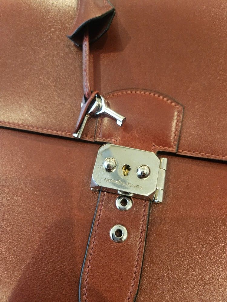 Hermes Brique Box Calf Sac a Depeches 38 Briefcase □H 0.35