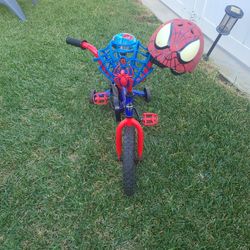 Spiderman Bike With Training Wheela And Helmet