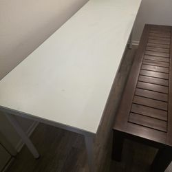 Long IKEA TABLE W CUSTOM GLASS TOP