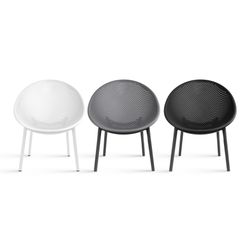 Contemporary Modern Plastic Lounge Chair Plastic Legs with Breathable Perforated Egg Shaped Seat for Indoor/Outdoor Use  