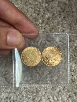 Gold French 10 Franc Rooster Coins (1906 & 1912) – Beautiful Collector/Investment Coins