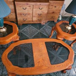 Estate Sale – Coffee Table & Side Table Set – $180 (Lamps Included)
